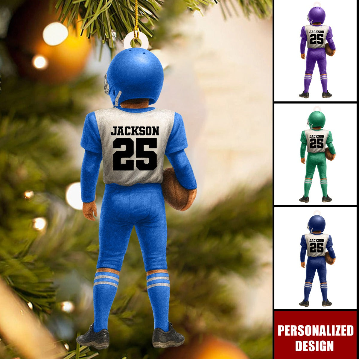Personalized Kid Football American Christmas Ornament Gift for Football Player