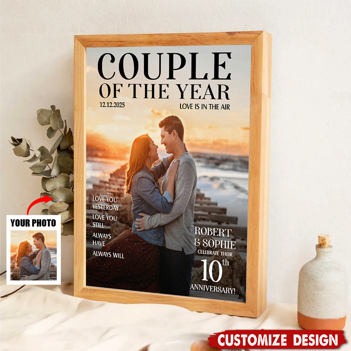Personalized Couple Of The Year Magazine Cover Art Poster,Gift For Couples