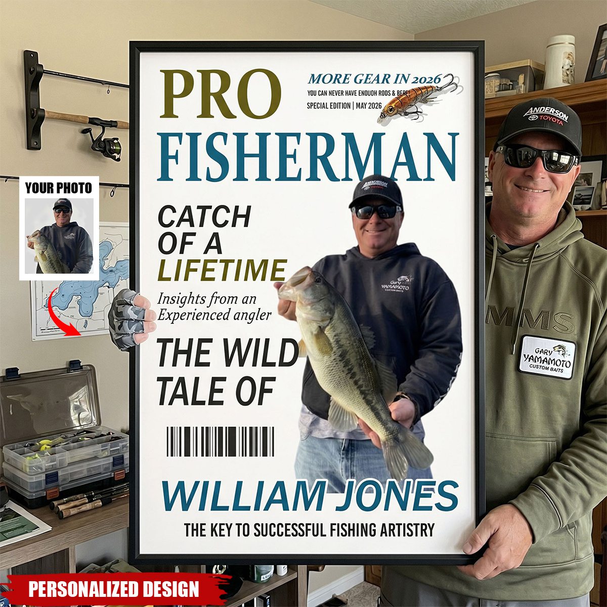 Personalized Pro Fisherman More Gear Newspaper Style Poster-Gift For Fisherman