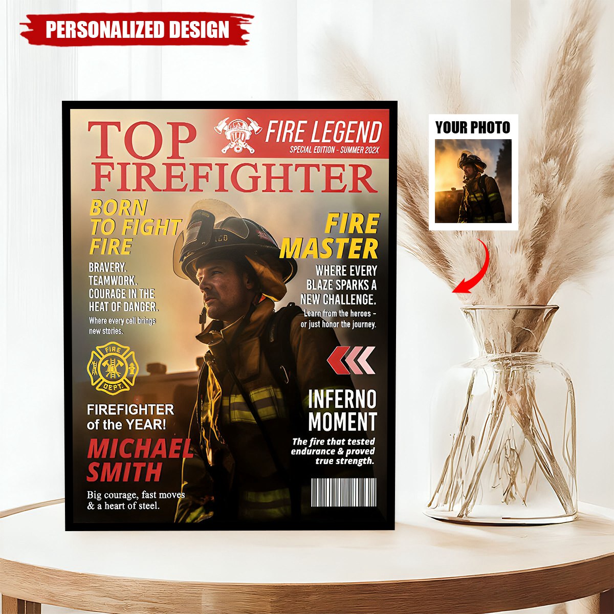 Personalized Firefighter Magazine Poster-Fireman Retirement Gift