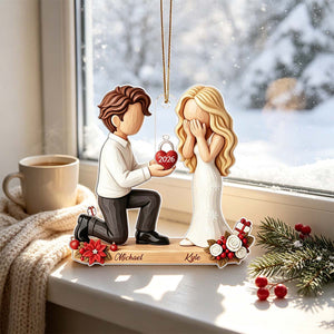 Personalized Couple Marriage Proposal Christmas Ornament, First Christmas Engaged,She Said Yes,Wedding Xmas Gift,Engagement Gift For Couples