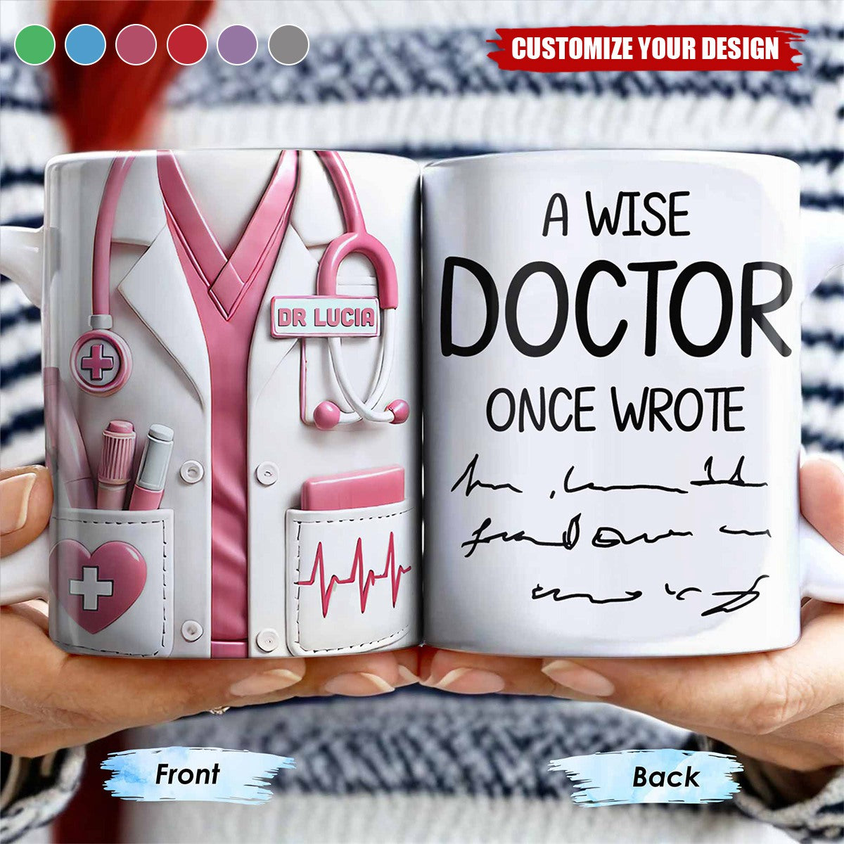 A Wise Doctor Once Wrote, Medical Coat and Stethoscope, Personalized Custom Coffee Mug, Gift for Doctors