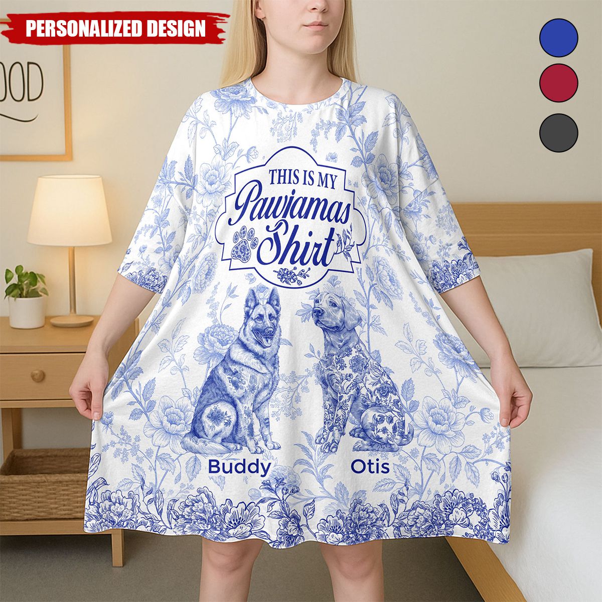 My Pawjamas Dog Custom Breeds Toile De Jouy Style-Personalized Sleep Tee