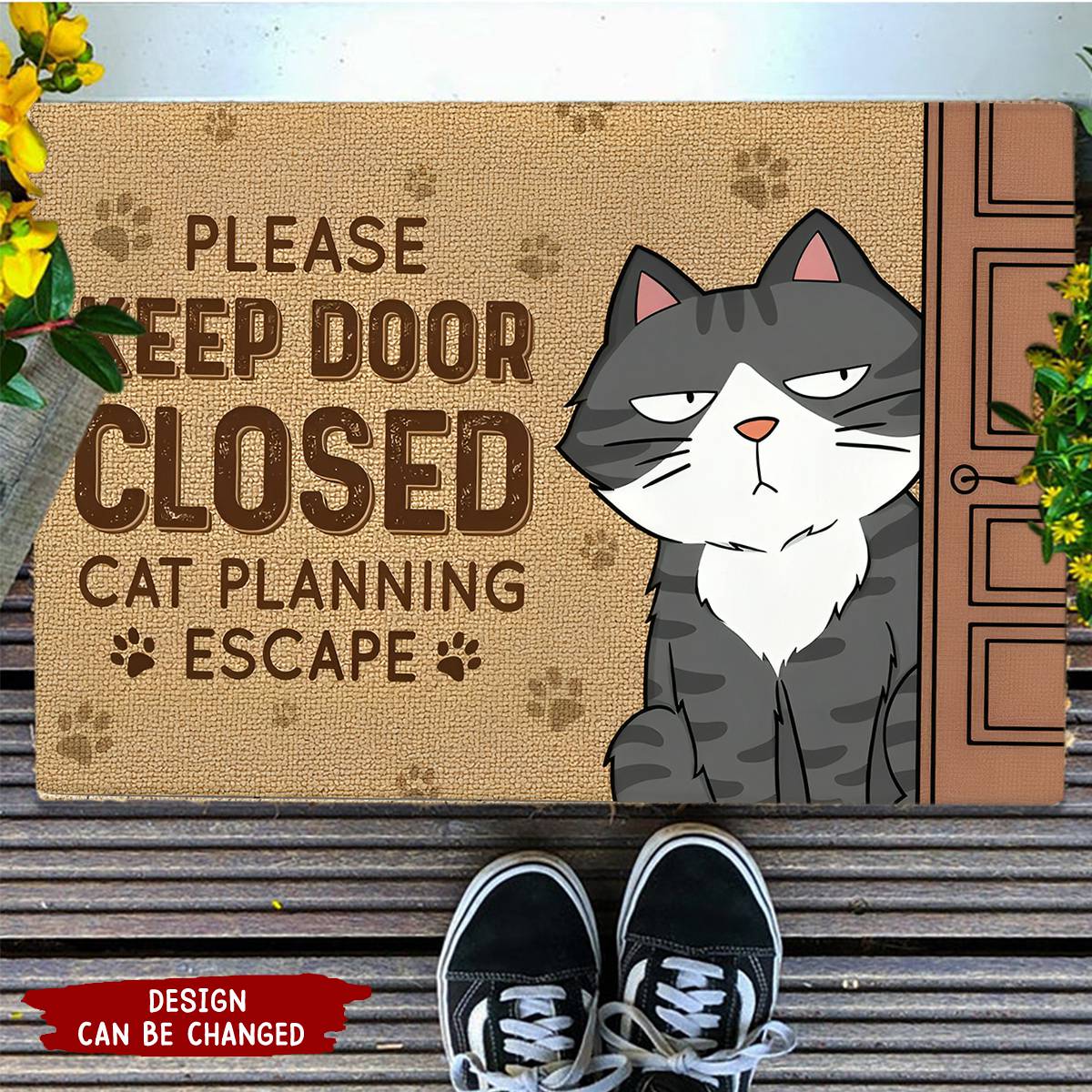 Cats Planning Escape Funny Personalized Doormat - Cat Personalized Custom Home Decor Decorative Mat - House Warming Gift