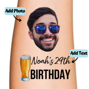 Personalized Photo Birthday Temporary Tattoos