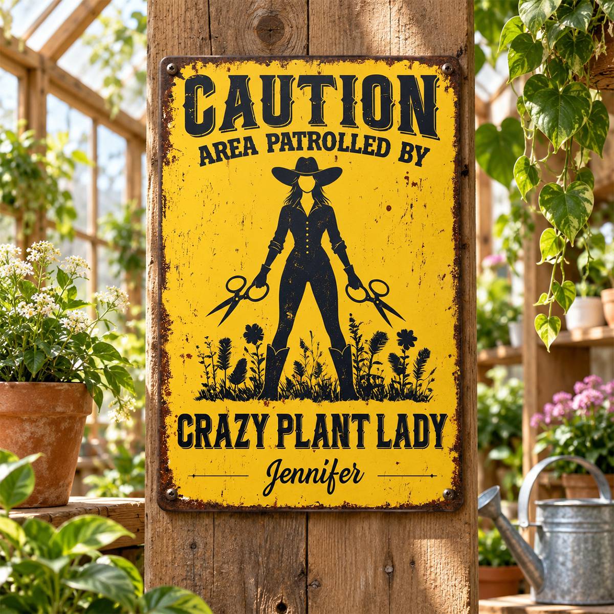 Custom Home Decor Metal Sign - Personalized Birthday Garden Gifts For Gardeners - Crazy Plant Lady Zone