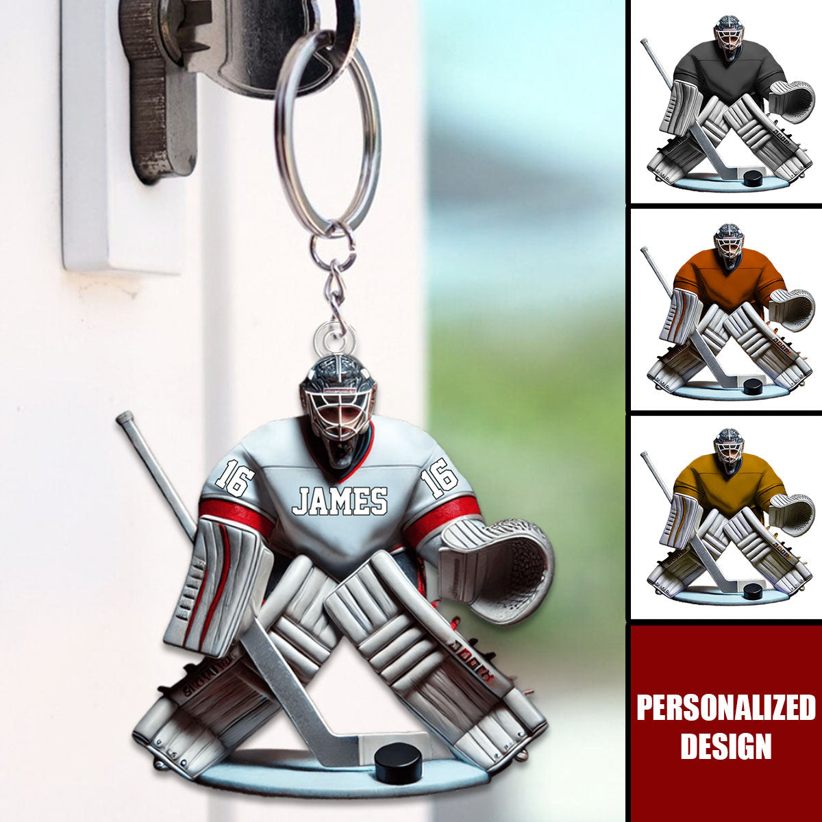Personalized Hockey Goalie Keychain