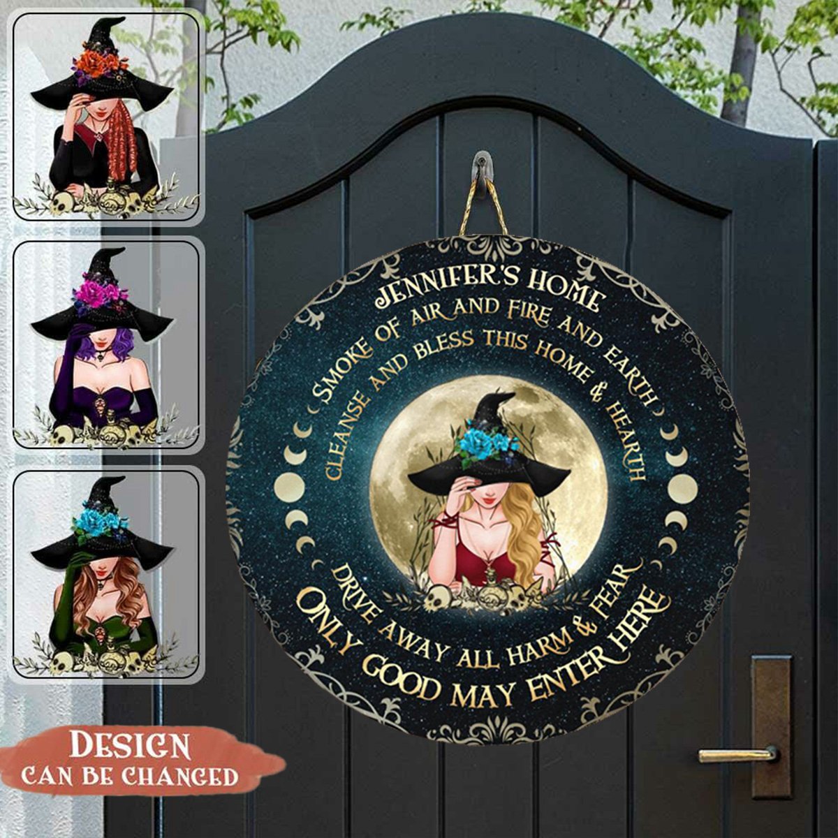 Custom Personalized Witch Round Wooden Sign - Gift Idea For Halloween/ Wicca Decor/Pagan Decor - Only Good May Enter Here