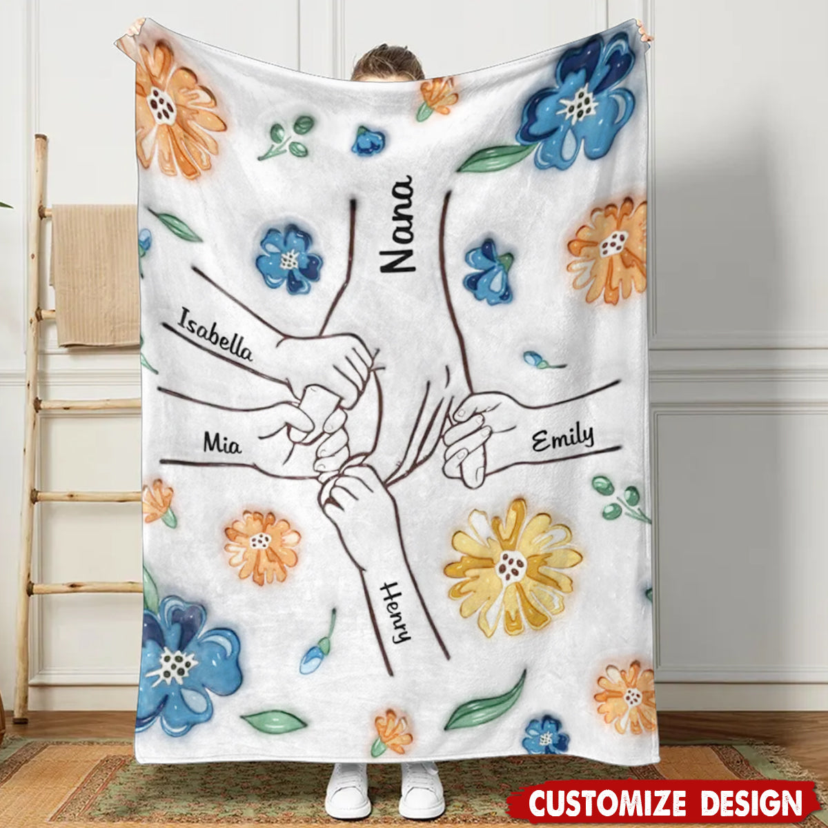 Personalized Family Blanket - Gift For Mom,Grandma