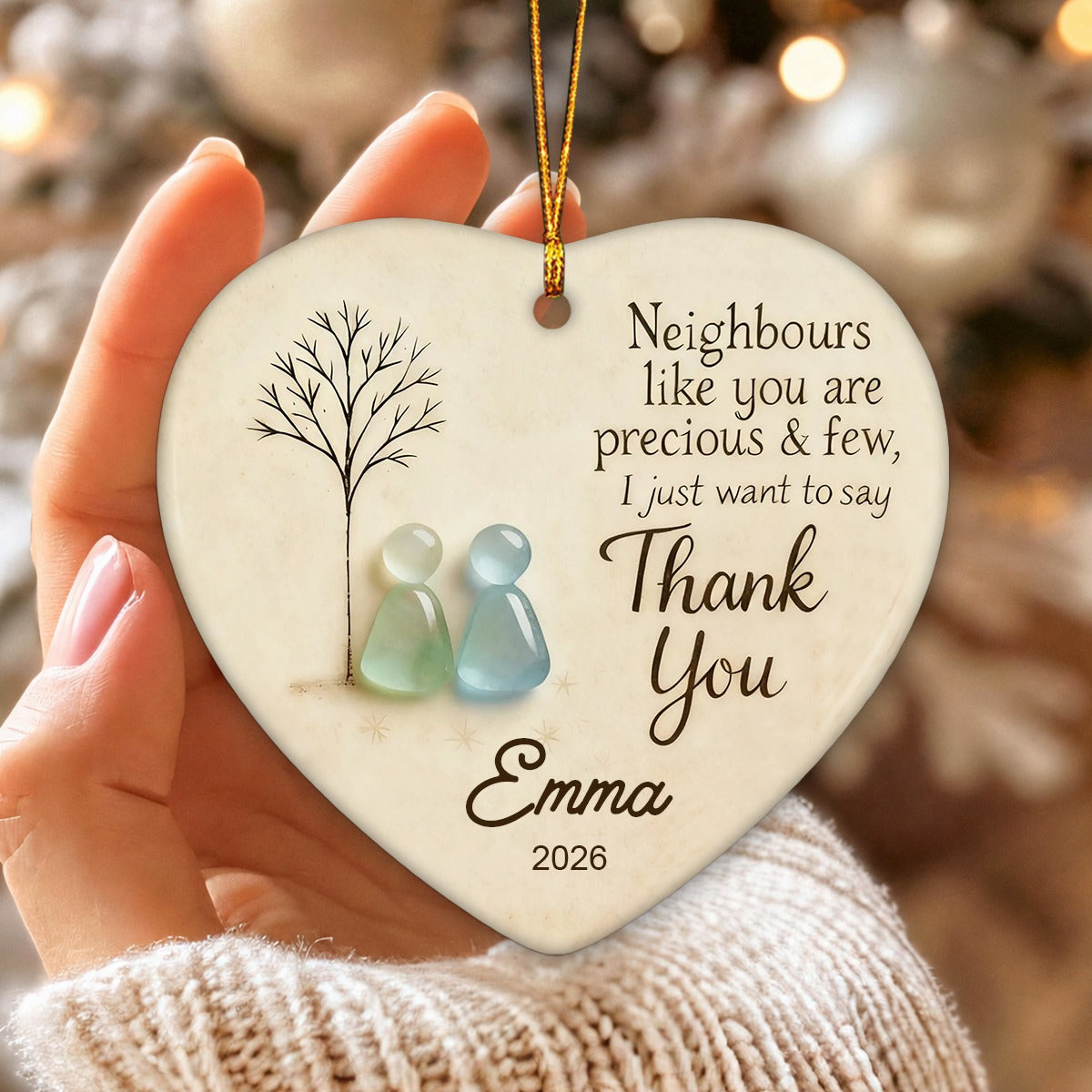 Personalized "Thank You Neighbours" Heart - Shaped Ornament