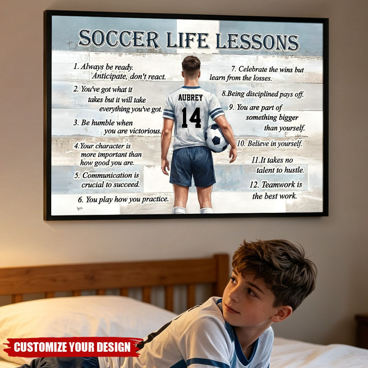 Personalized Soccer Life Lessons Poster - Inspirational Gift for Young Football Athletes & Sports Families