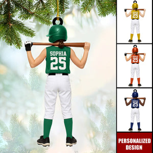 Personalized Kid Softball Player Ornament Gift for Softball Player