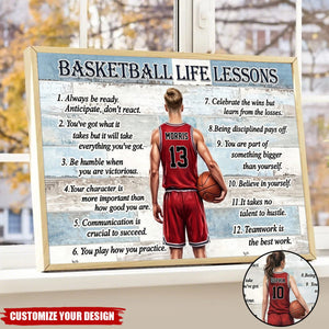 Personalized Basketball Life Lessons Poster - Inspirational Gift for Young Basketball Athletes & Sports Families