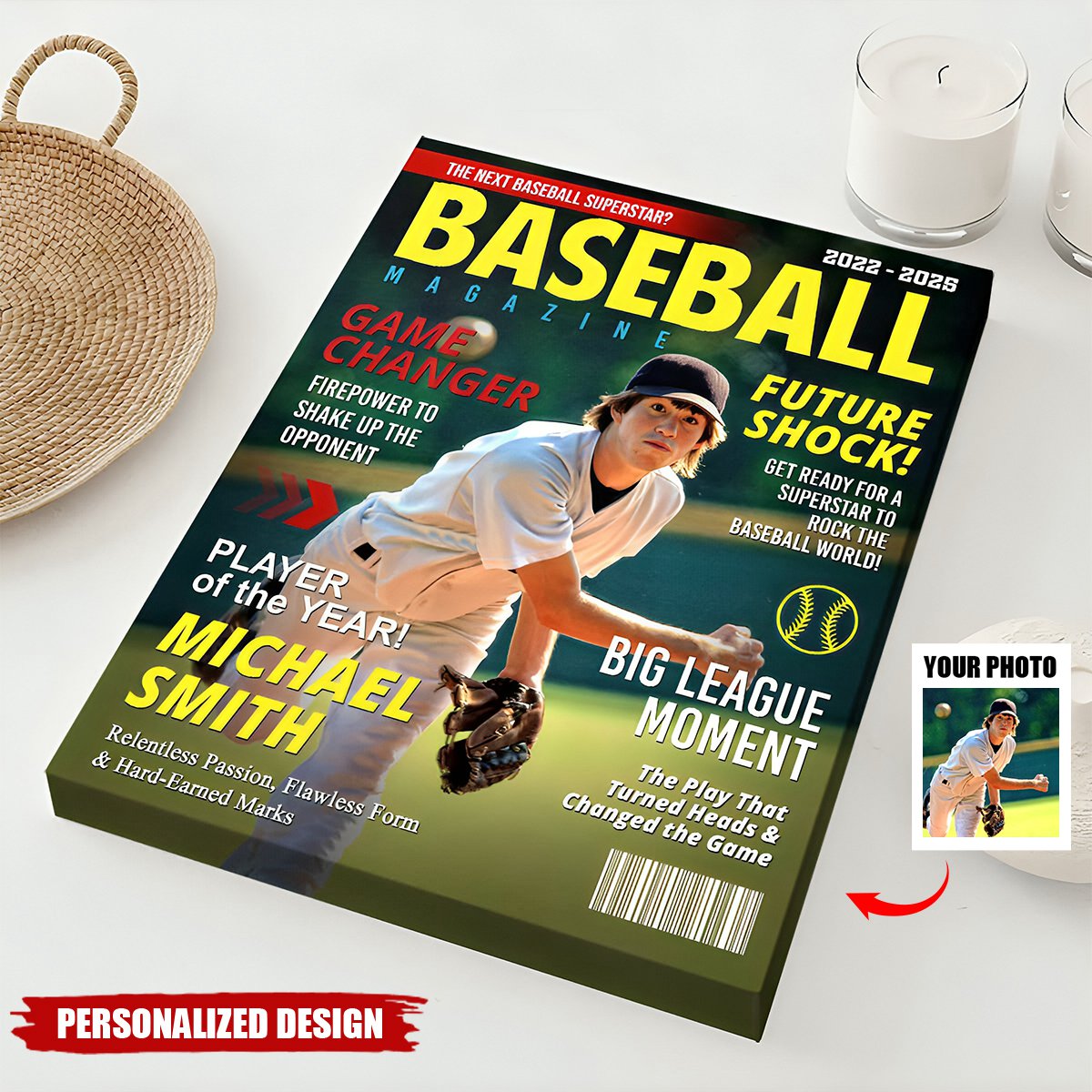 Custom Baseball Magazine Cover Poster, Graduation Gifts for Baseball Player