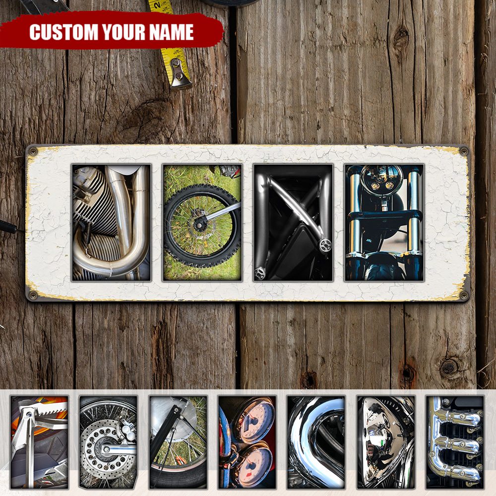 Motorcycle Name Art Metal Sign, Personalized Metal Wall Art, Gift For Biker, Motorcycle Lovers