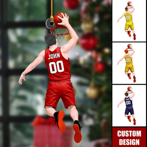Jumping Dunking Personalized Ornament - Gift For Basketball Lovers