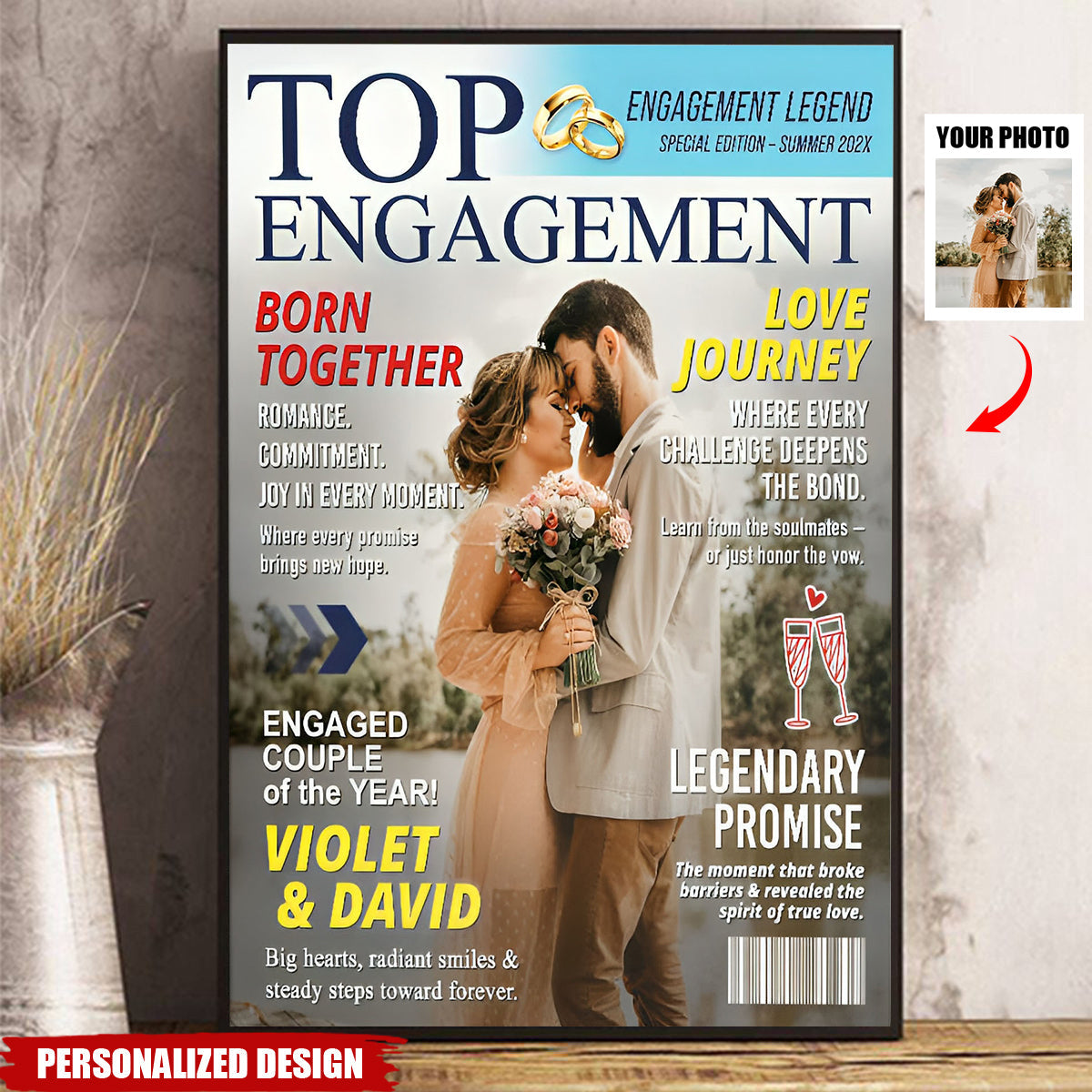 Personalized Engagement Magazine Poster-Gift For Engaged Couple