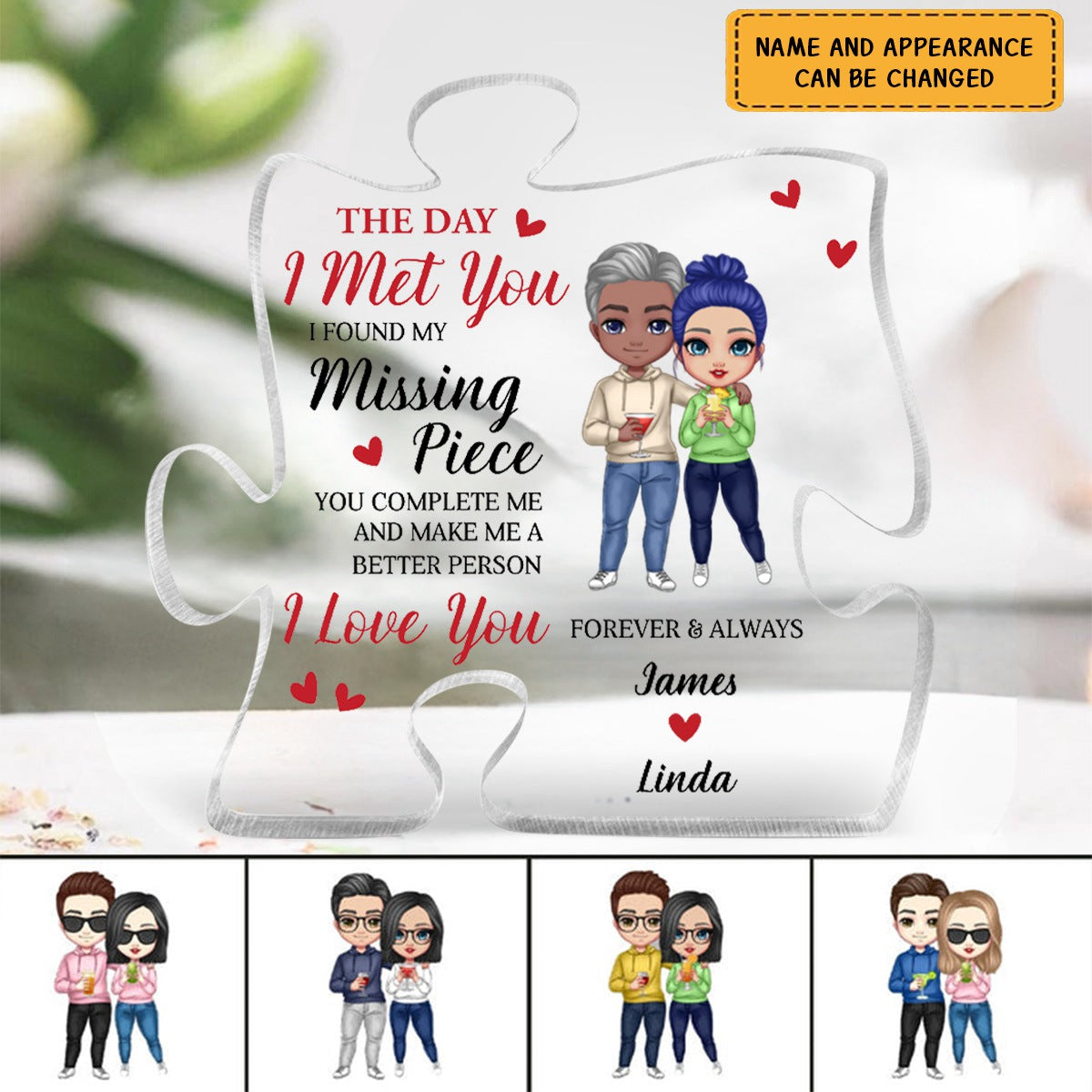 Doll Couple Found My Missing Piece Anniversary - Personalized Acrylic Plaque