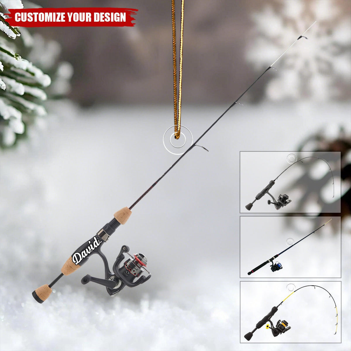 Personalized Fishing Rod Christmas Ornament Gift For Fishing Lover
