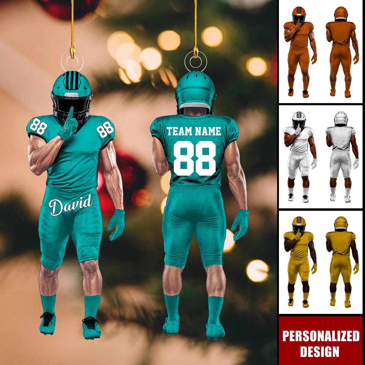 Personalized Football Player Ornament Gift For Football Lover