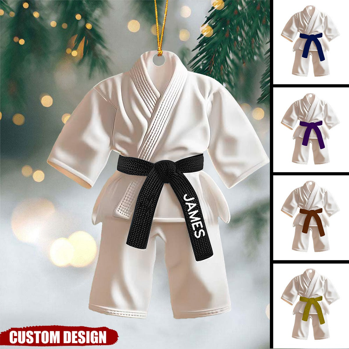 Personalized Black Belt Christmas Ornament - Jiu-Jitsu,Karate Gift