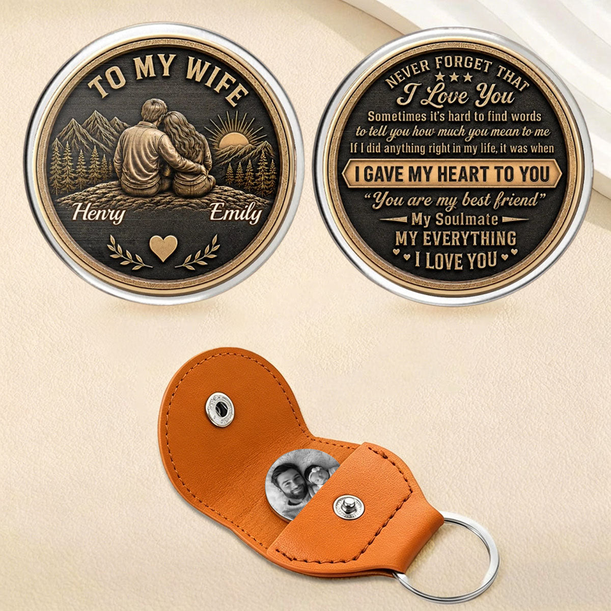 Custom Pocket Hug - Personalized Anniversary Wedding Gifts For Husband And Wife, Him And Her - Love Token Lasts Forever