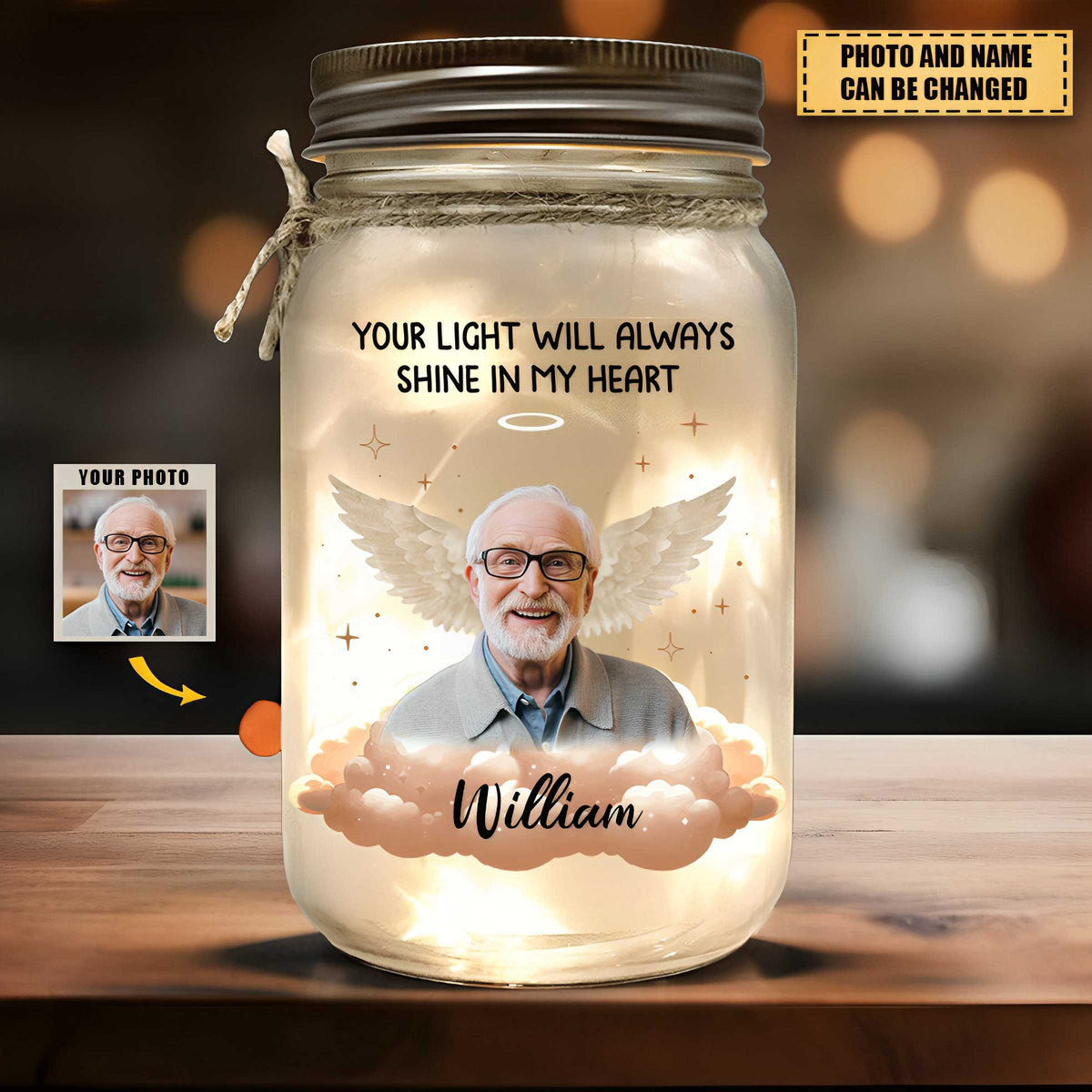 Custom Photo Forever In My Heart - Memorial Personalized Custom Mason Jar Light - Sympathy Gift For Pet Owners, Pet Lovers