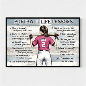 Personalized Baseball & Softball Life Lessons Poster - Gift for Sports Families
