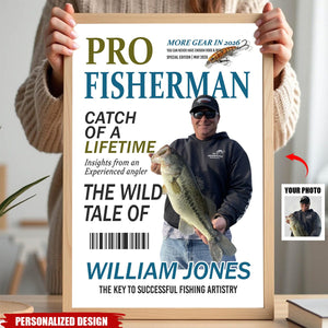 Personalized Pro Fisherman More Gear Newspaper Style Poster-Gift For Fisherman