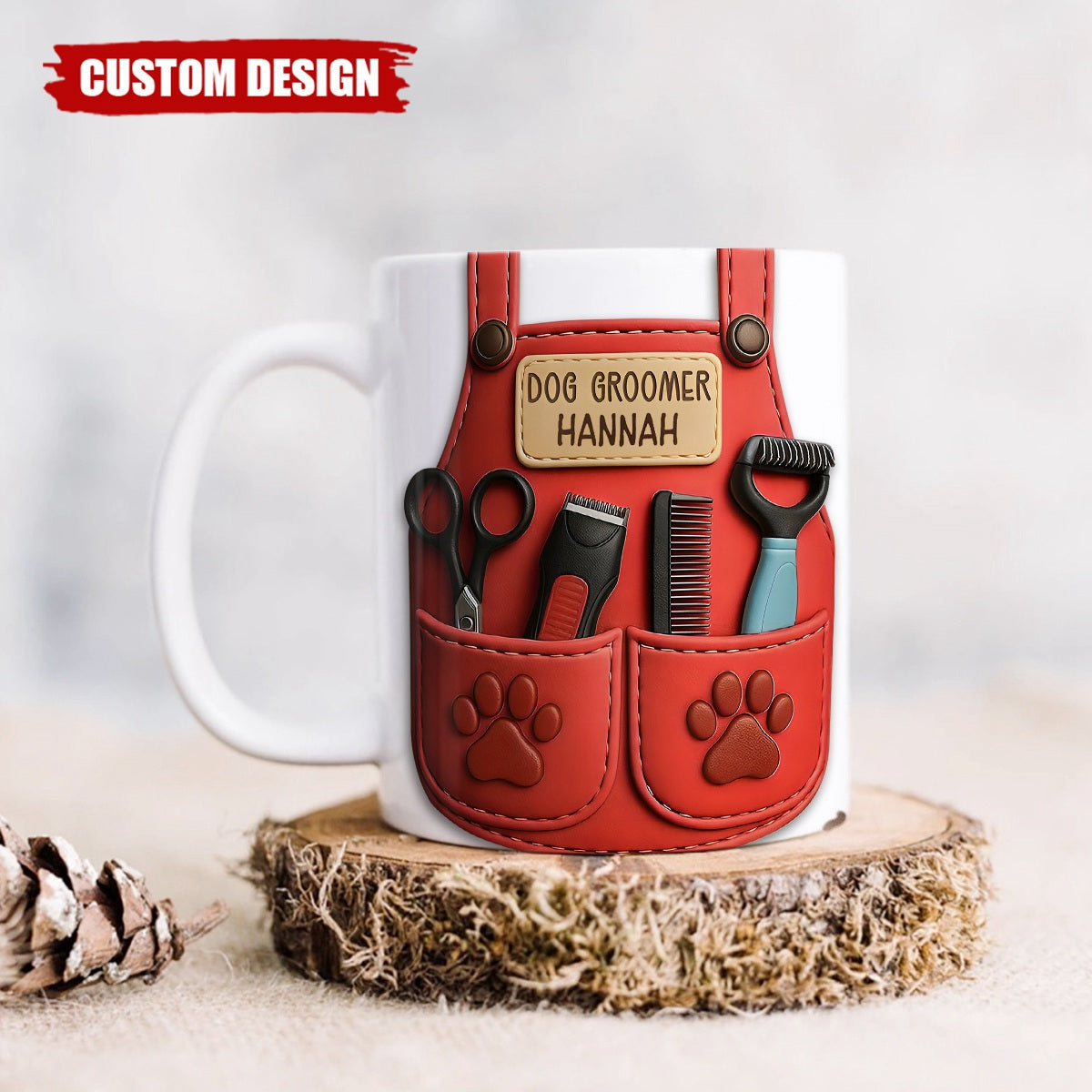 Celebrate Your Favorite Dog Groomer, Scissors And Paw Prints Mug, Gift For Pet Care Professionals And Dog Lovers