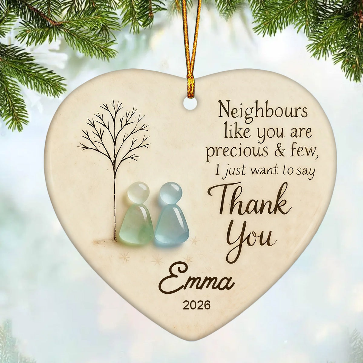 Personalized "Thank You Neighbours" Heart - Shaped Ornament