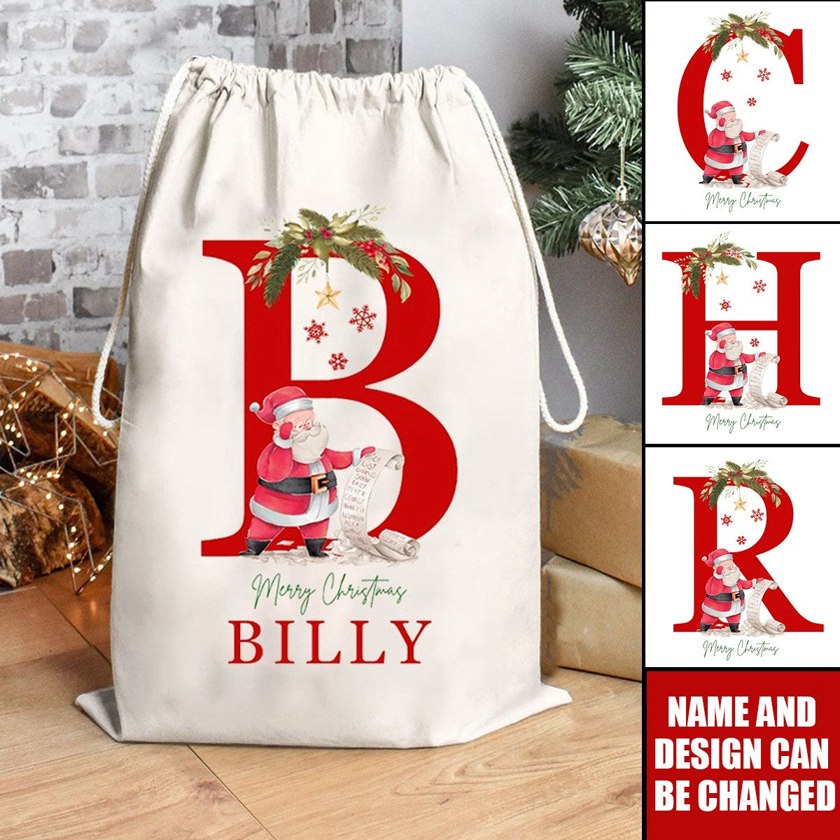 Personalized Name & Initial Christmas Gift Sack