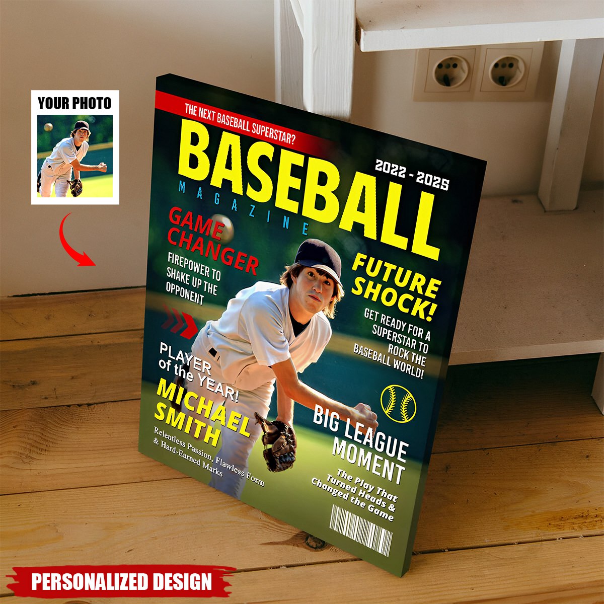 Custom Baseball Magazine Cover Poster, Graduation Gifts for Baseball Player