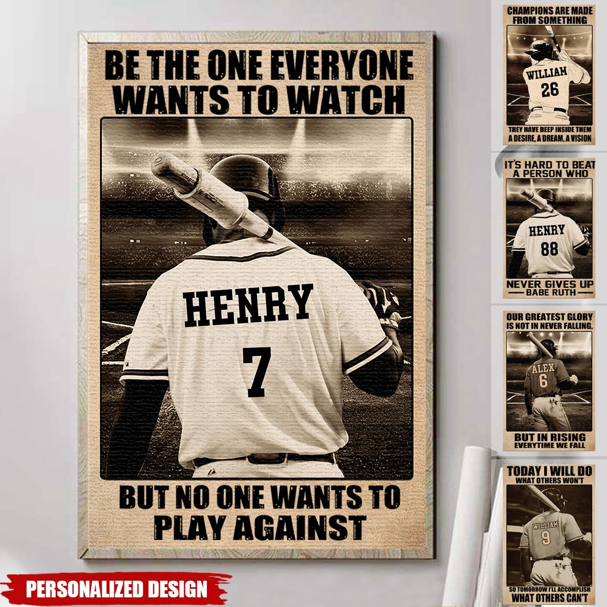 Be The One Every One Wants To Watch, Custom Baseball Player Personalized Poster