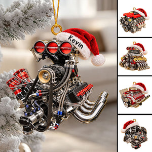 Personalized  Drag Racing V8 Engine Ornament - Gifts For Racing Fans Christmas Ornament