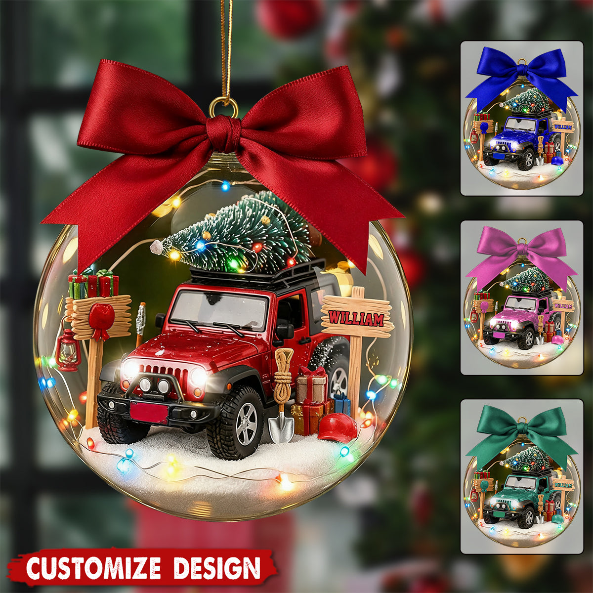 Personalized Off-Road  Christmas Snow Globe Ornament -Gift For Off-Road  Lover