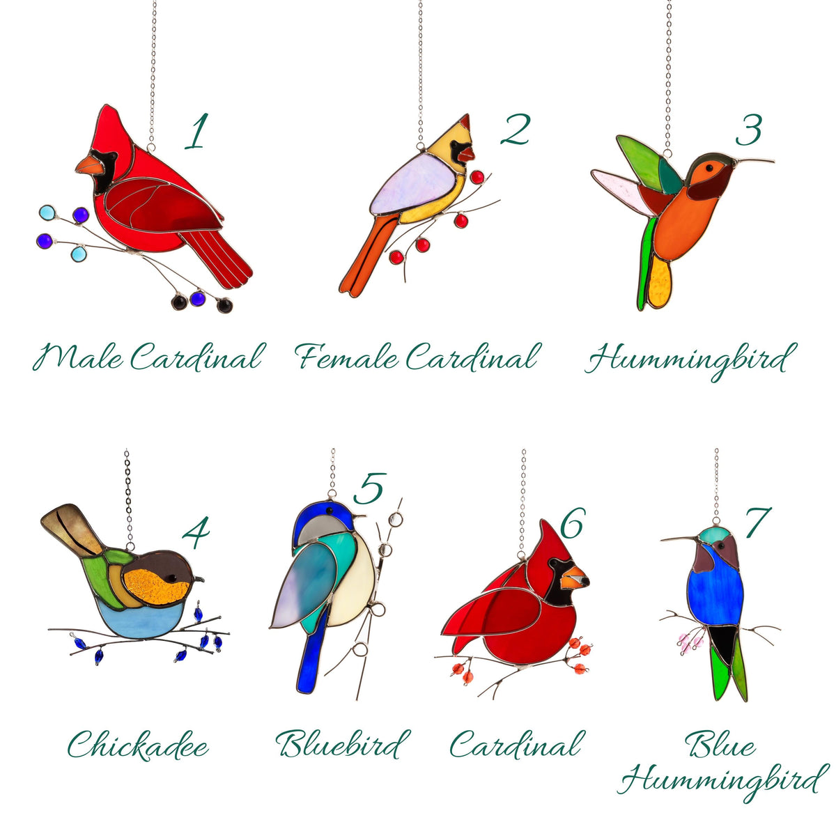 Stained Glass Humming Birds Suncatcher - Gift For Bird Lovers