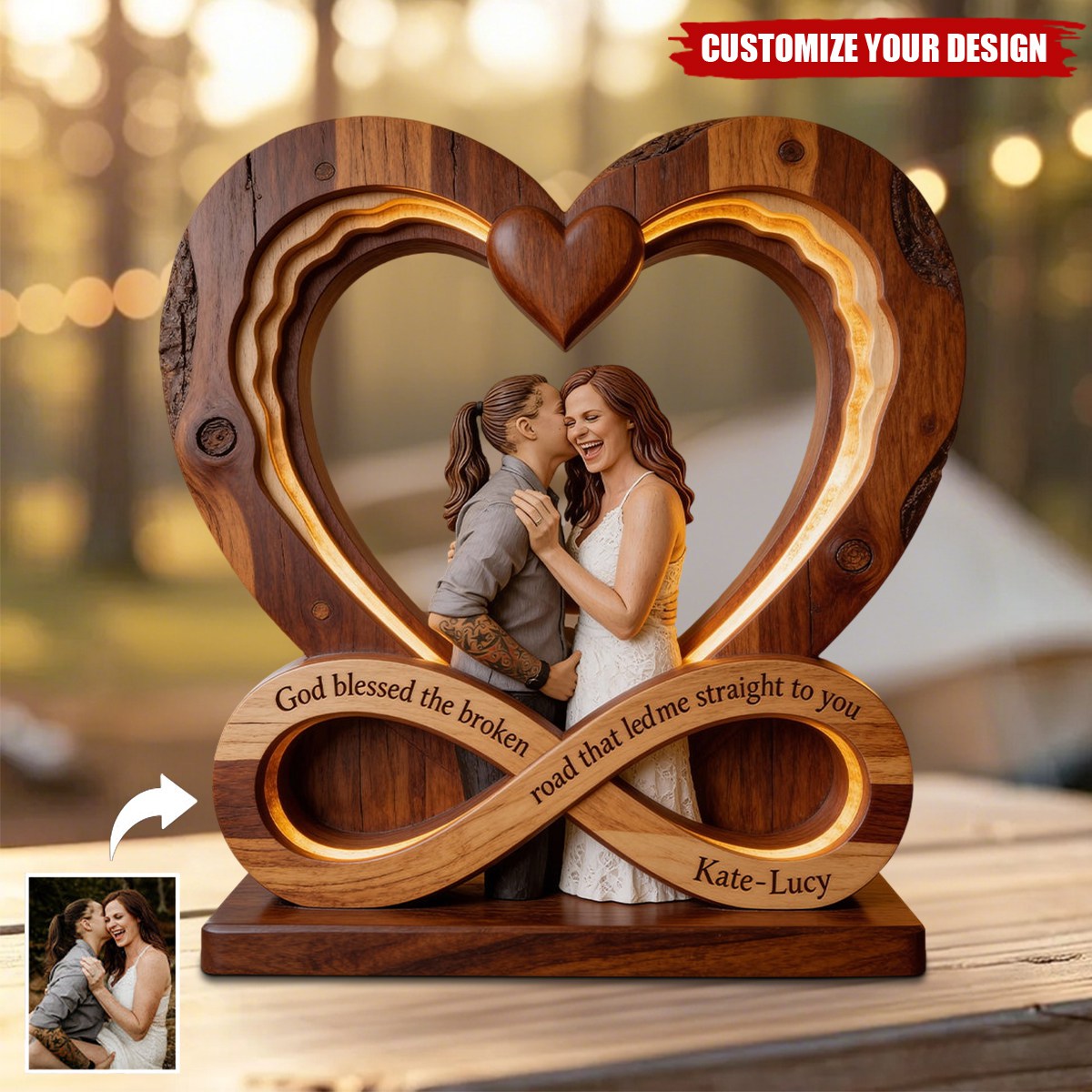 God Blessed The Broken Road - Personalized Couple Custom Shaped Acrylic Plaque