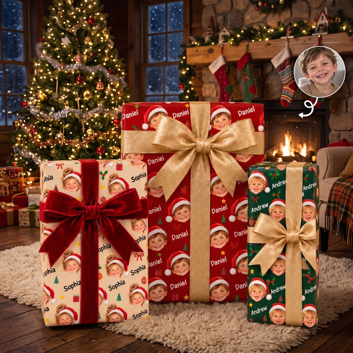 Custom Photo Christmas Gifts for Kids - Personalized Wrapping Paper