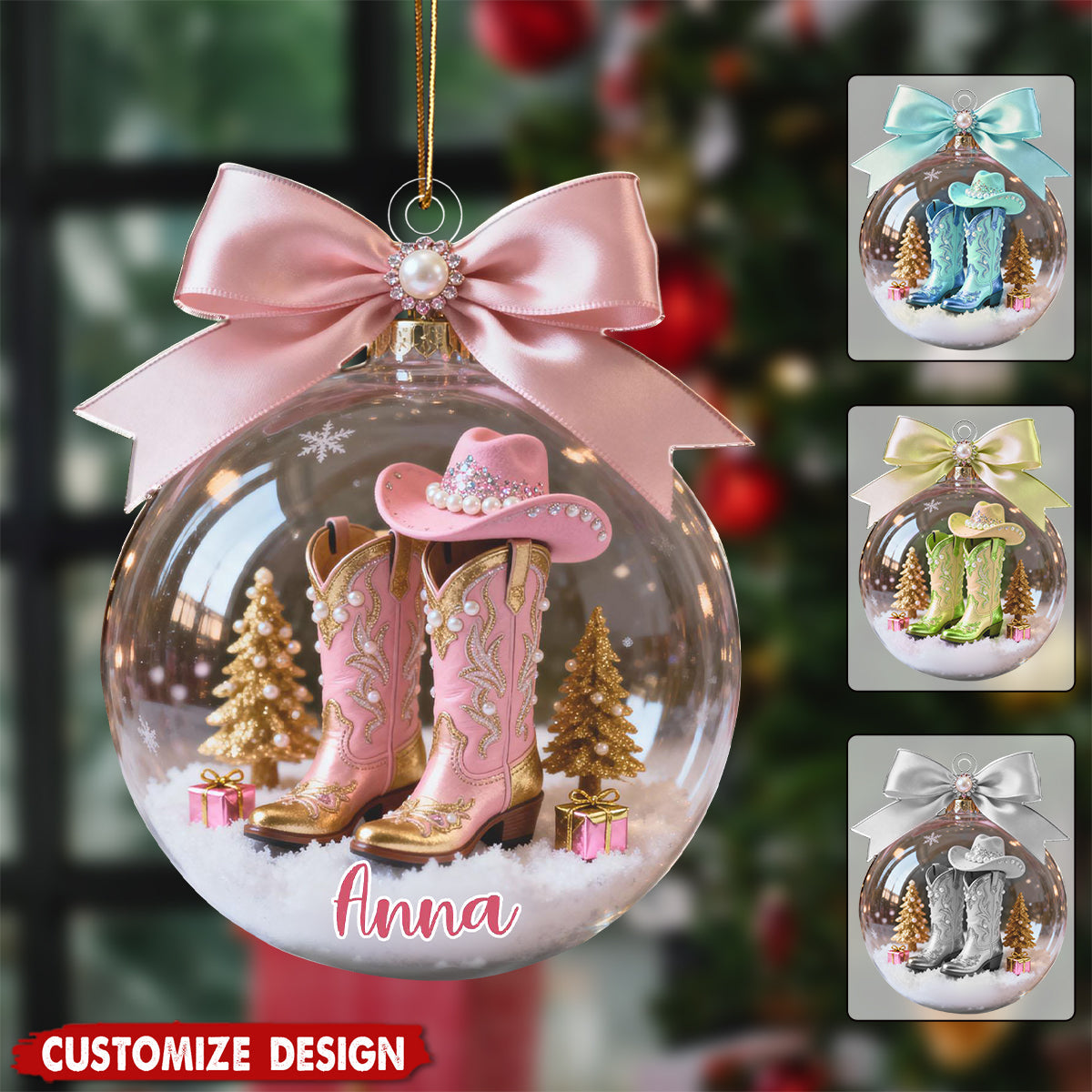 Personalized Boot Christmas Ornament - Gift For Cowboy Cowgirl