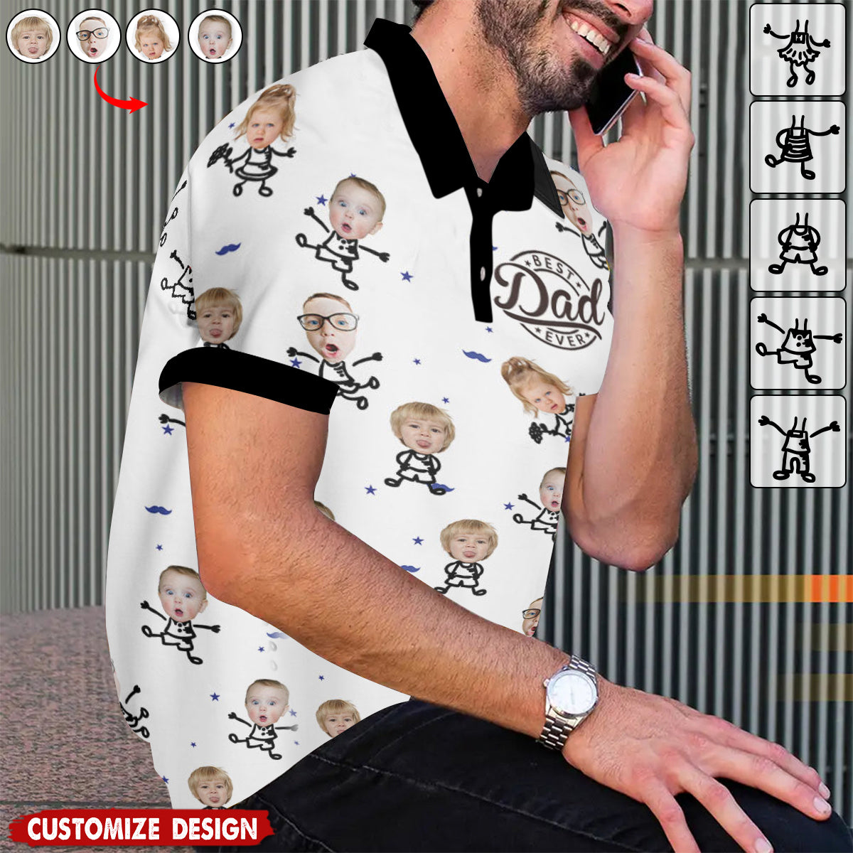 Best Dad Ever Gift For Dad, Grandpa - Personalized Photo Polo Shirt