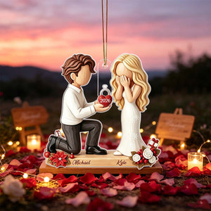 Personalized Couple Marriage Proposal Christmas Ornament, First Christmas Engaged,She Said Yes,Wedding Xmas Gift,Engagement Gift For Couples
