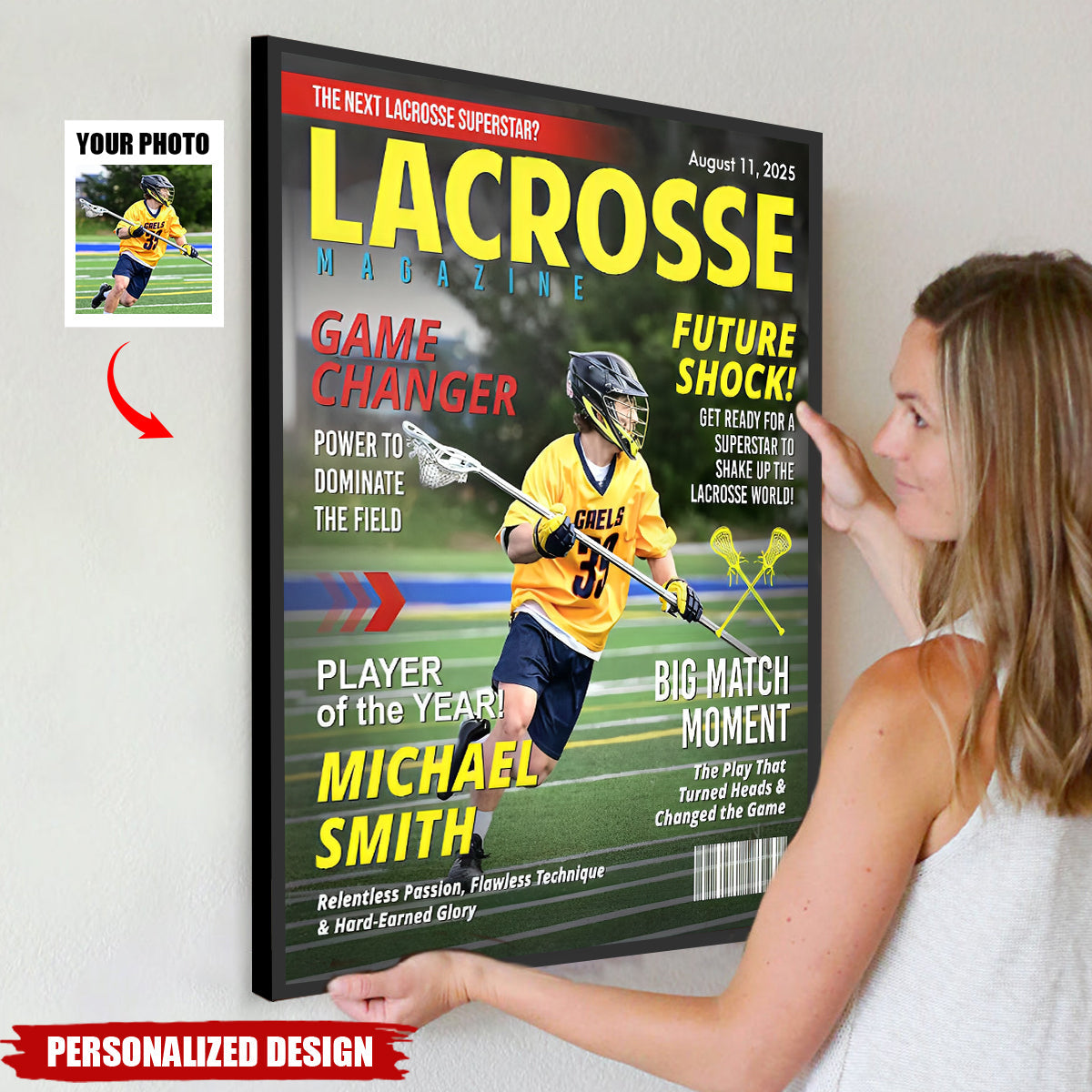 Custom Lacrosse Magazine Cover Poster, Gift For Lacrosse Player
