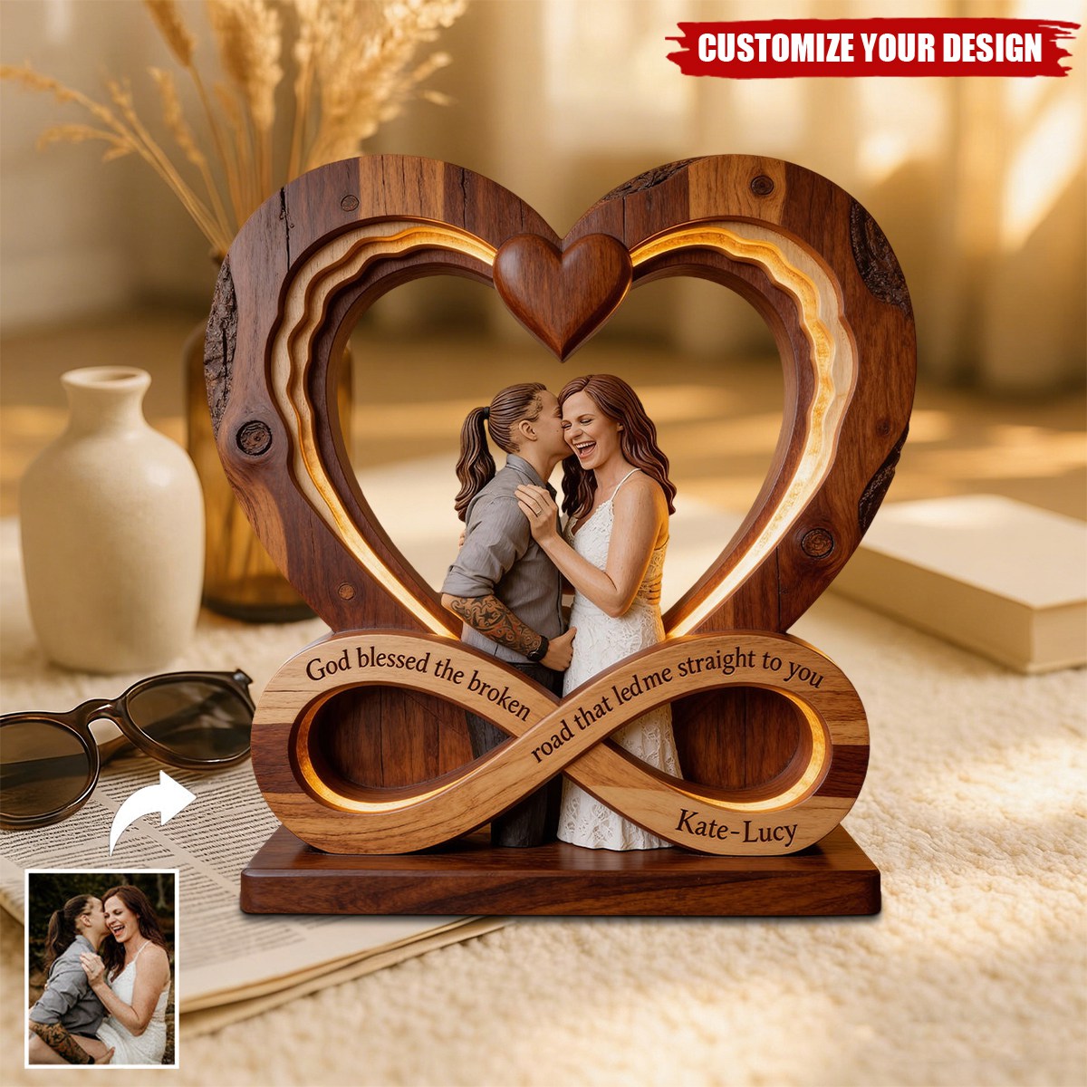 God Blessed The Broken Road - Personalized Couple Custom Shaped Acrylic Plaque