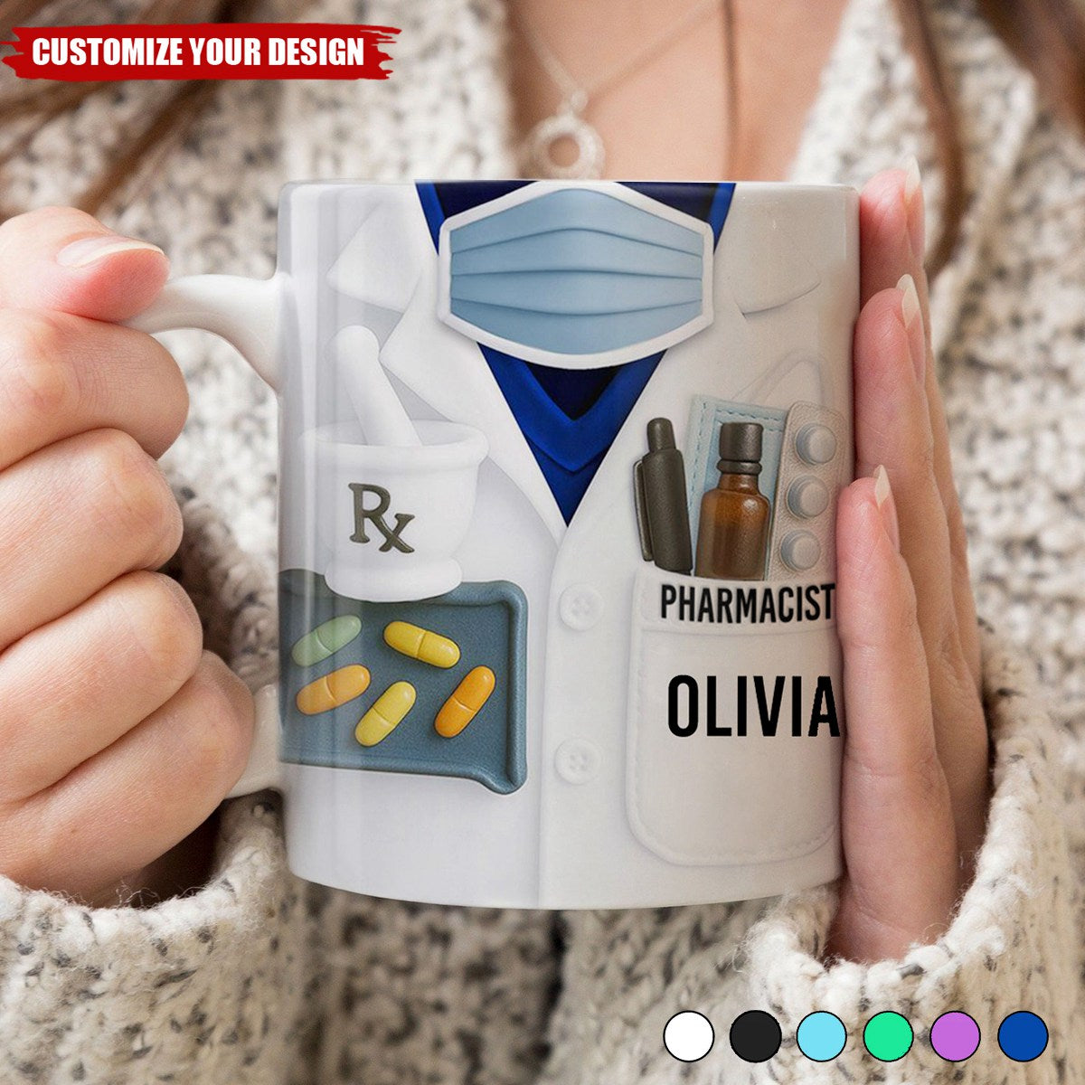 Celebrate Your Favorite Pharmacist, Medical Tools And Uniform, Personalized Custom Coffee Mug, Gift For Healthcare Workers
