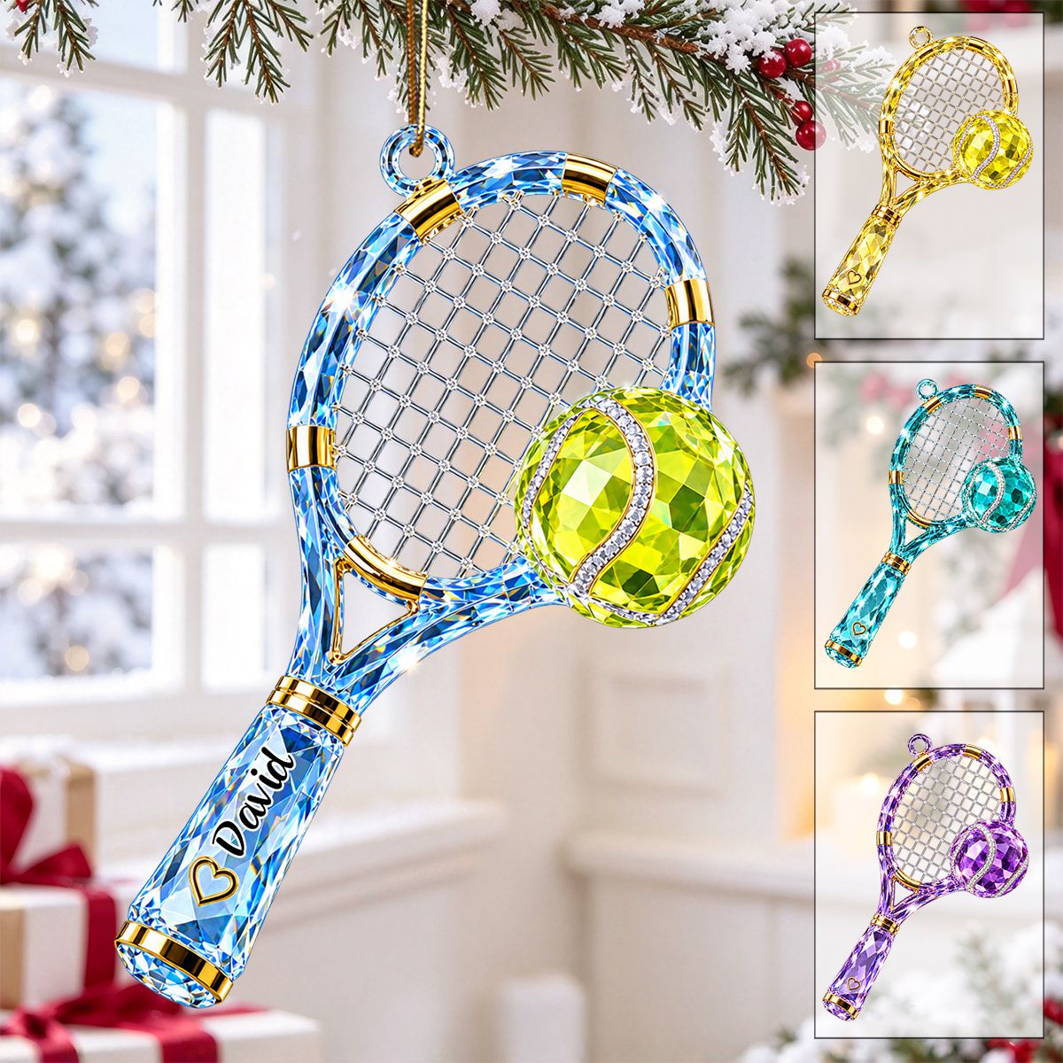 Personalized Custom Name Tennis Ball Ornament, Tennis Player Holiday Gift