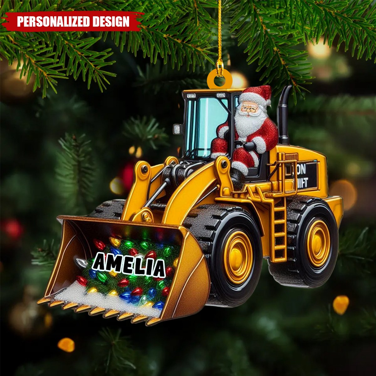 Personalized Santa on The Excavator Christmas Ornament, 2025 New Release Gifts For Kids