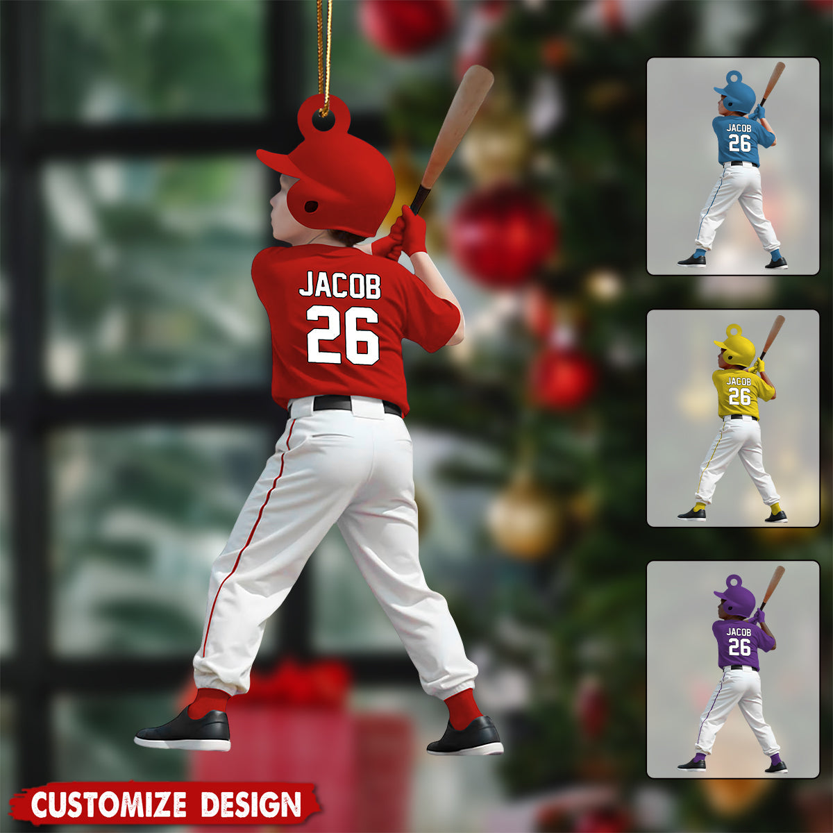 Personalized Kid Baseball Player Ornament - Gift for Kids