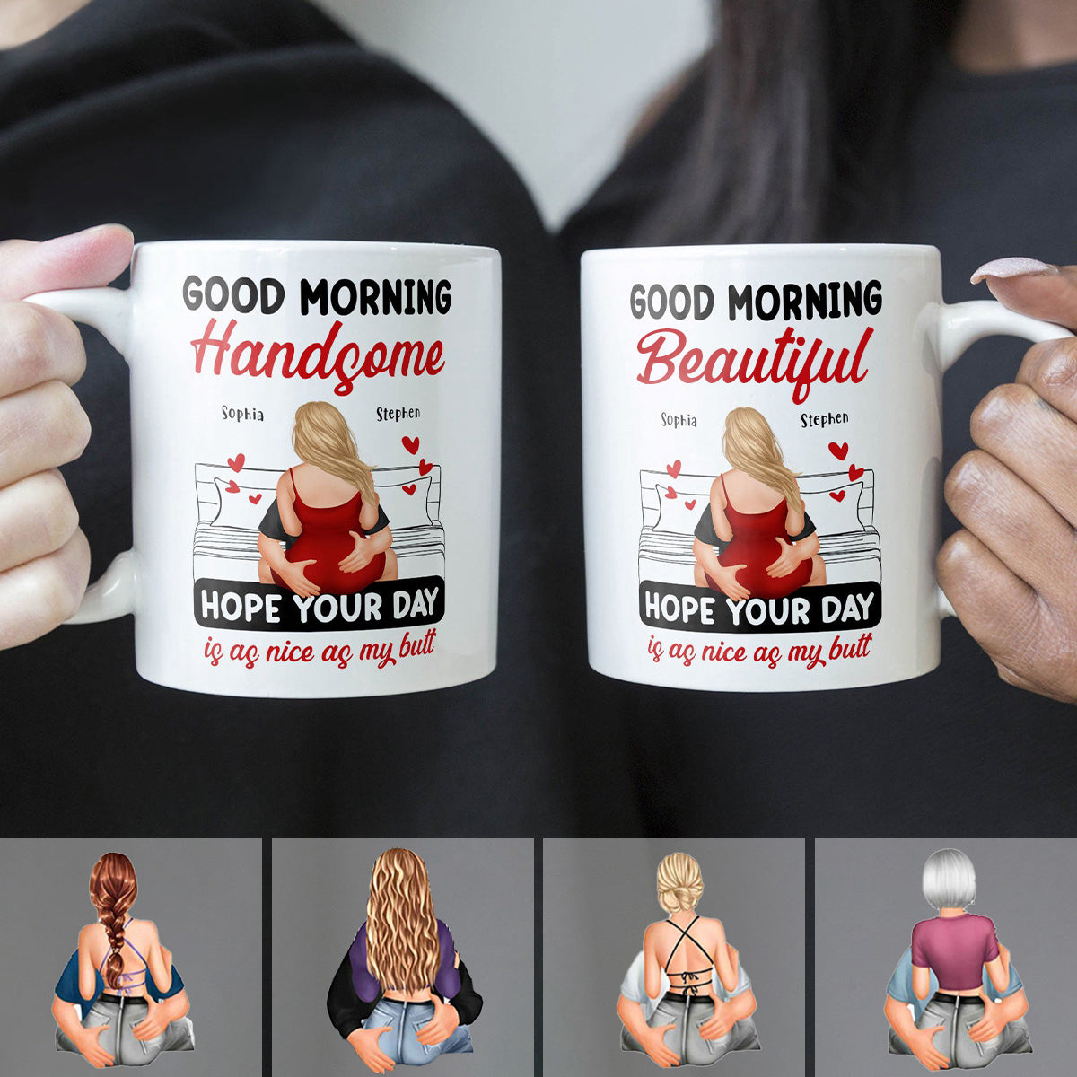 Good Morning Handsome Beautiful - Personalized Couple Mug