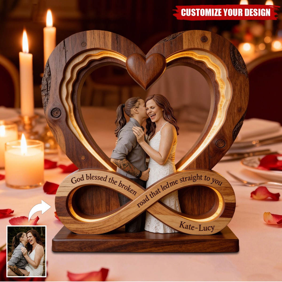 God Blessed The Broken Road - Personalized Couple Custom Shaped Acrylic Plaque